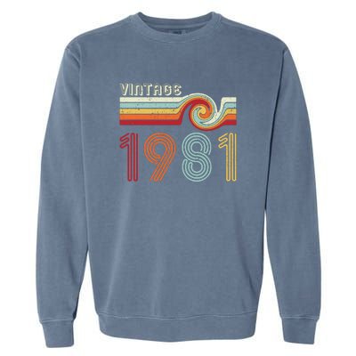 Vintage 1981 Retro Birthday Gift Garment-Dyed Sweatshirt