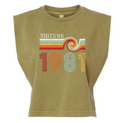 Vintage 1981 Retro Birthday Gift Garment-Dyed Women's Muscle Tee