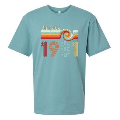 Vintage 1981 Retro Birthday Gift Sueded Cloud Jersey T-Shirt