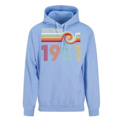 Vintage 1981 Retro Birthday Gift Unisex Surf Hoodie