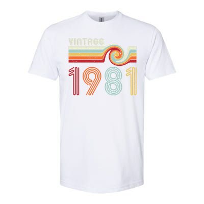 Vintage 1981 Retro Birthday Gift Softstyle CVC T-Shirt