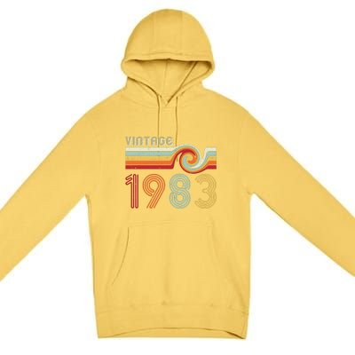 Vintage 1983 Retro Birthday Gift Premium Pullover Hoodie