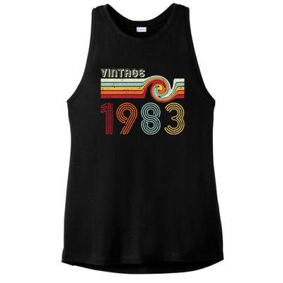 Vintage 1983 Retro Birthday Gift Ladies PosiCharge Tri-Blend Wicking Tank