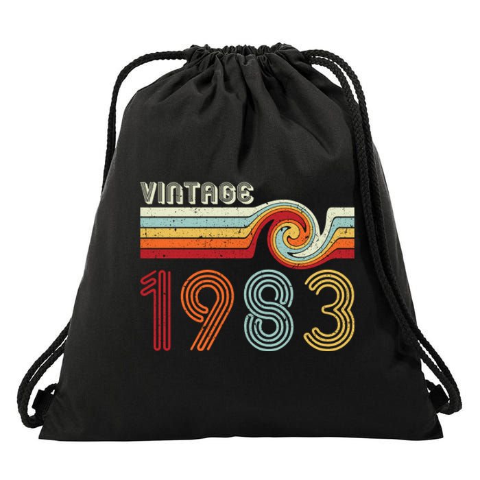 Vintage 1983 Retro Birthday Gift Drawstring Bag