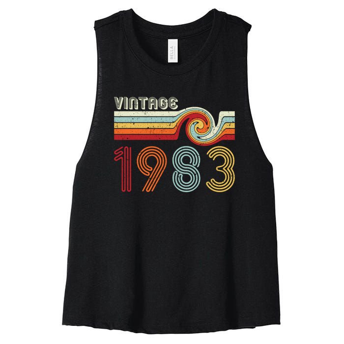 Vintage 1983 Retro Birthday Gift Women's Racerback Cropped Tank