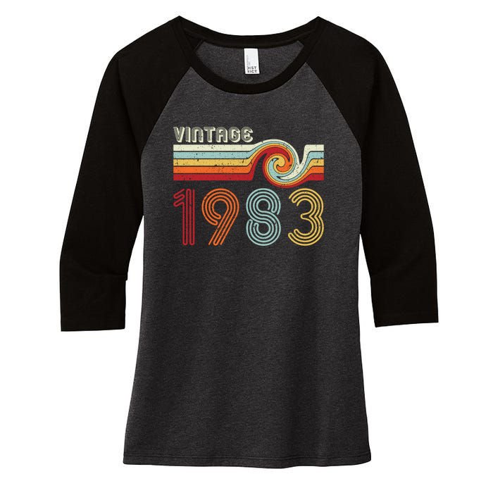 Vintage 1983 Retro Birthday Gift Women's Tri-Blend 3/4-Sleeve Raglan Shirt