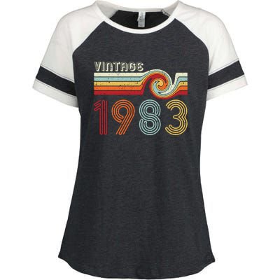 Vintage 1983 Retro Birthday Gift Enza Ladies Jersey Colorblock Tee