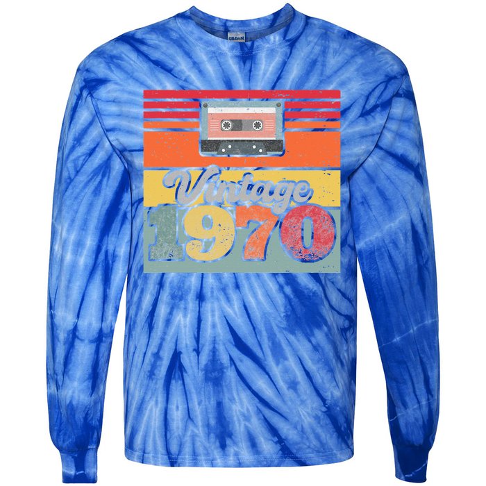 Vintage 1970 Retro Sunset Cassette Tie-Dye Long Sleeve Shirt