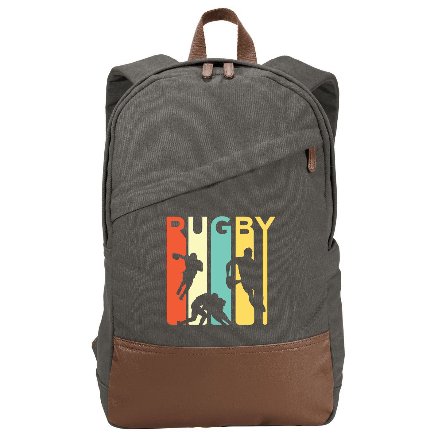 Vintage 1970s Style Rugby Rugby Sports Gift Cotton Canvas Backpack