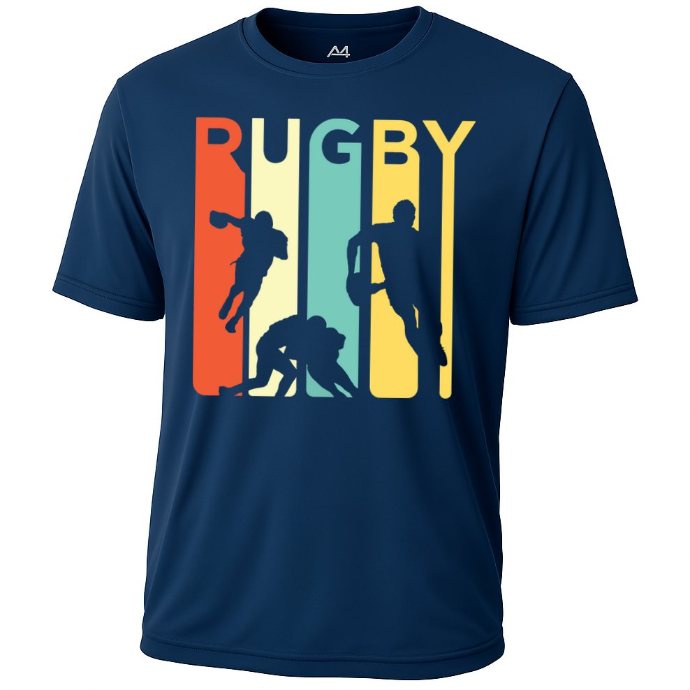 Vintage 1970s Style Rugby Rugby Sports Gift Cooling Performance Crew T-Shirt