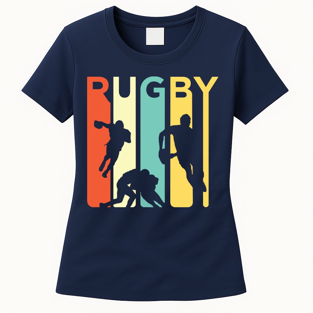 Vintage 1970s Style Rugby Rugby Sports Gift Womens T-Shirt