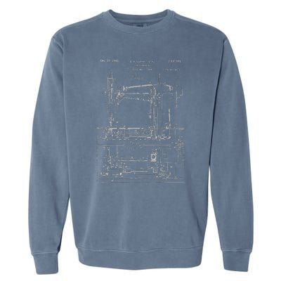 Vintage 1943 Sewing Machine Patent Print Seamstress Gift Garment-Dyed Sweatshirt