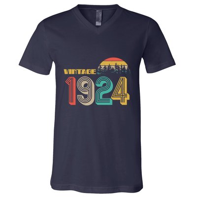 Vintage 1924 Sun Wilderness 100th Birthday V-Neck T-Shirt