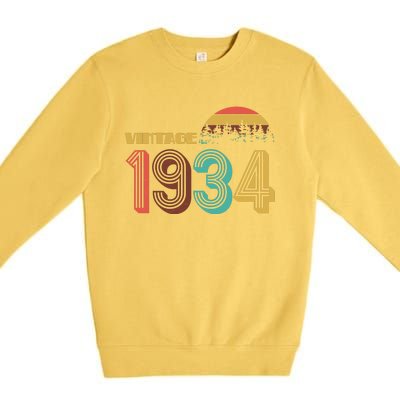 Vintage 1934 Sun Wilderness 90th Birthday Premium Crewneck Sweatshirt