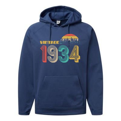 Vintage 1934 Sun Wilderness 90th Birthday Performance Fleece Hoodie