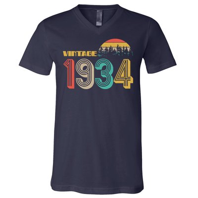 Vintage 1934 Sun Wilderness 90th Birthday V-Neck T-Shirt