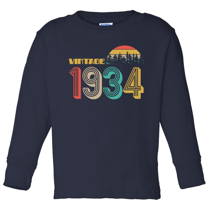 Vintage 1934 Sun Wilderness 90th Birthday Toddler Long Sleeve Shirt