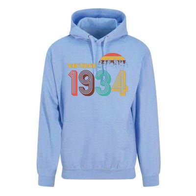 Vintage 1934 Sun Wilderness 90th Birthday Unisex Surf Hoodie