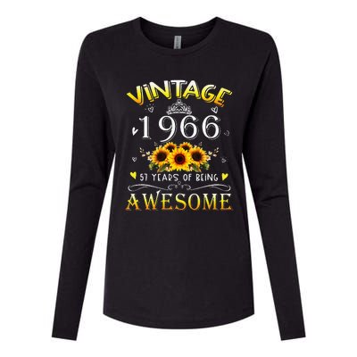 Vintage 1966 Sunflower 57 Years Old 57th Birthday Womens Cotton Relaxed Long Sleeve T-Shirt