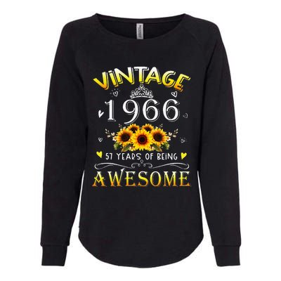 Vintage 1966 Sunflower 57 Years Old 57th Birthday Womens California Wash Sweatshirt