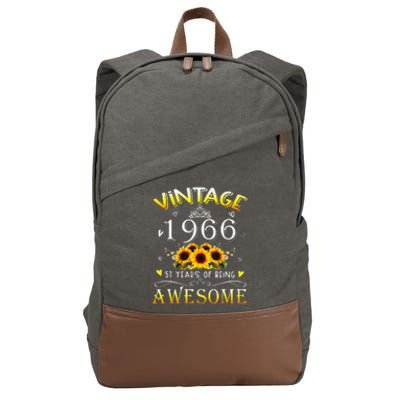 Vintage 1966 Sunflower 57 Years Old 57th Birthday Cotton Canvas Backpack