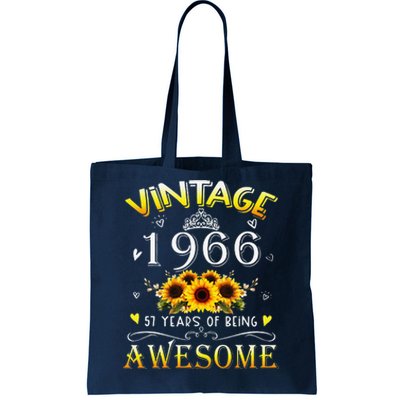 Vintage 1966 Sunflower 57 Years Old 57th Birthday Tote Bag