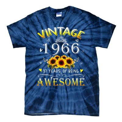 Vintage 1966 Sunflower 57 Years Old 57th Birthday Tie-Dye T-Shirt