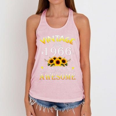 Vintage 1966 Sunflower 57 Years Old 57th Birthday Women's Knotted Racerback Tank