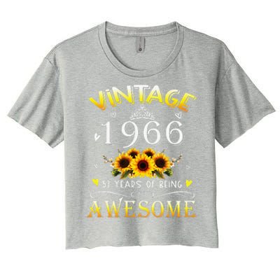 Vintage 1966 Sunflower 57 Years Old 57th Birthday Women's Crop Top Tee