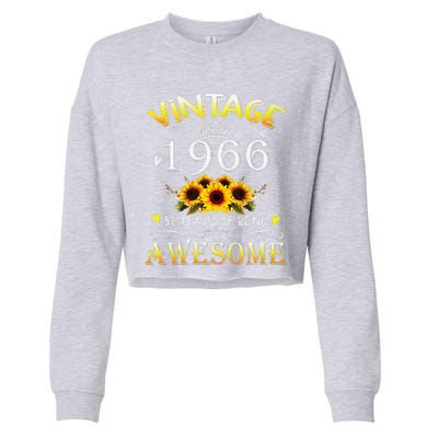 Vintage 1966 Sunflower 57 Years Old 57th Birthday Cropped Pullover Crew