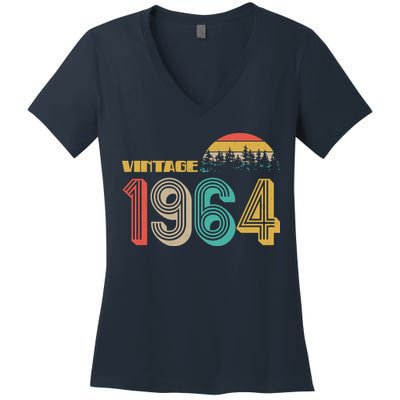 Vintage 1964 Sun Wilderness 60th Birthday Women's V-Neck T-Shirt