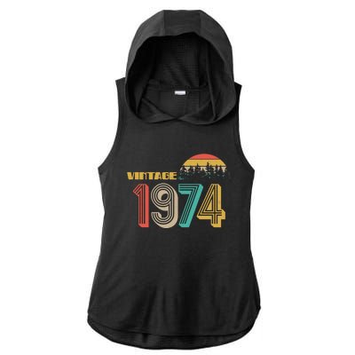 Vintage 1974 Sun Wilderness 50th Birthday Ladies PosiCharge Tri-Blend Wicking Draft Hoodie Tank