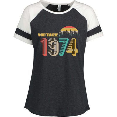 Vintage 1974 Sun Wilderness 50th Birthday Enza Ladies Jersey Colorblock Tee