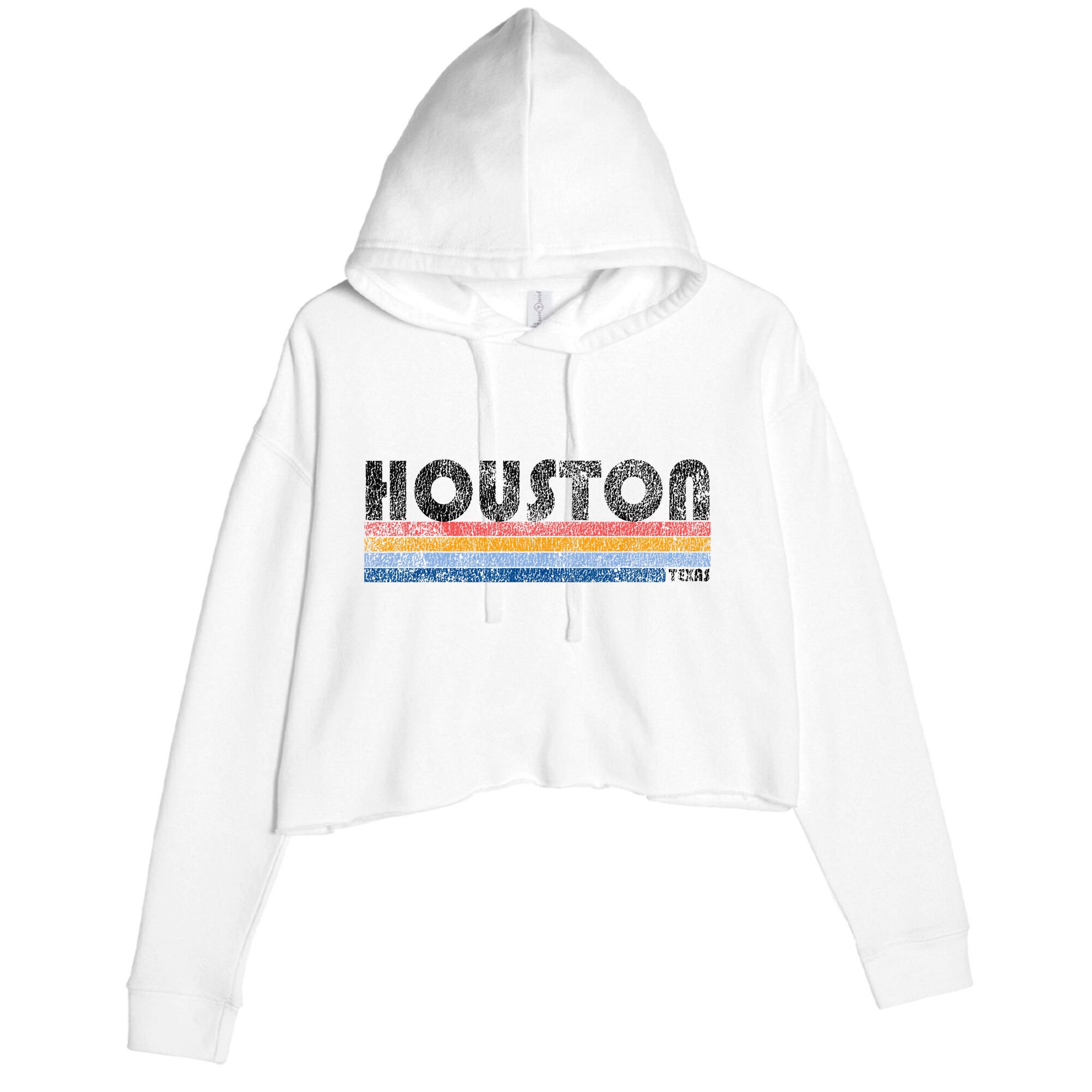Vintage 1980s Style Houston Texas Crop Fleece Hoodie