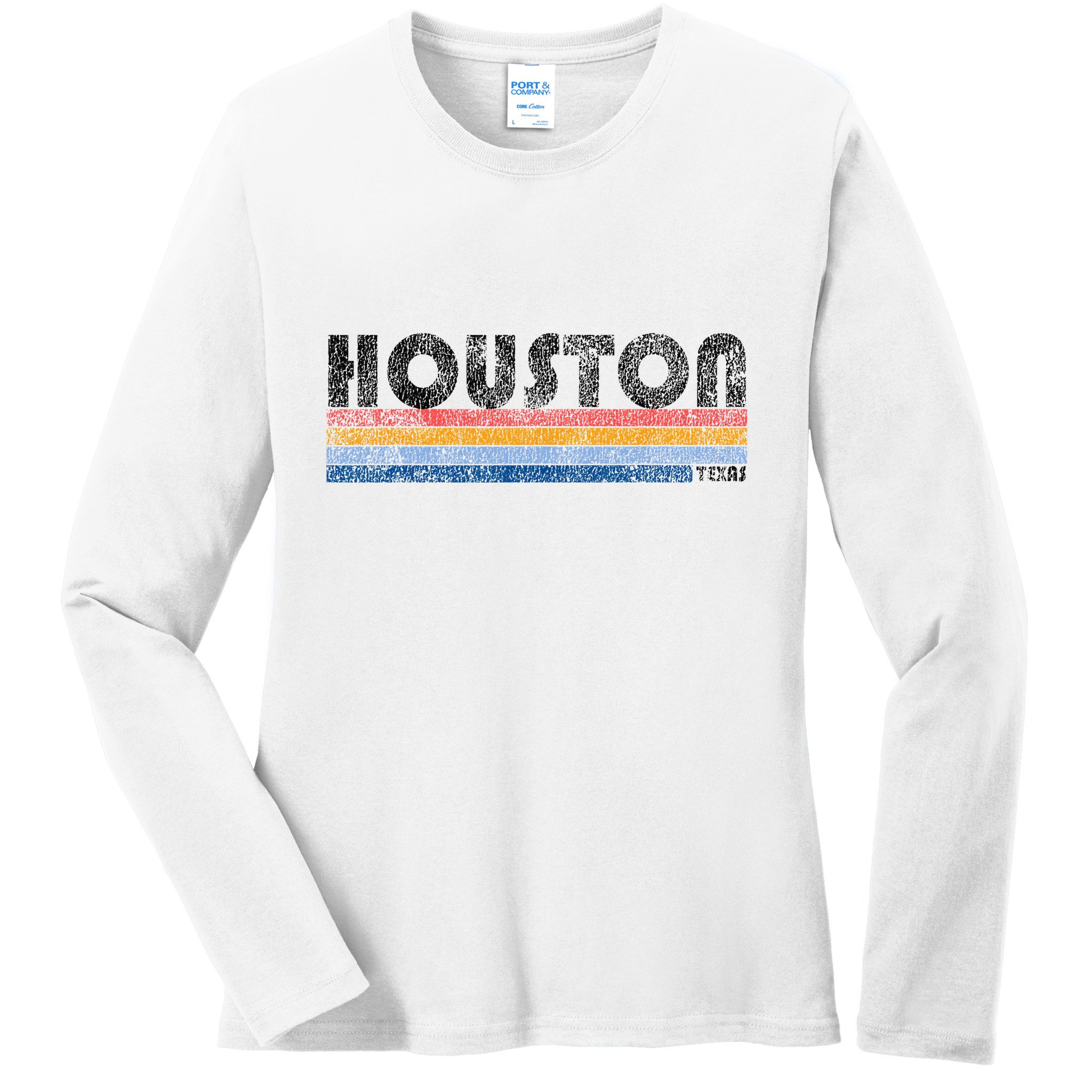 Vintage 1980s Style Houston Texas Ladies Long Sleeve Shirt