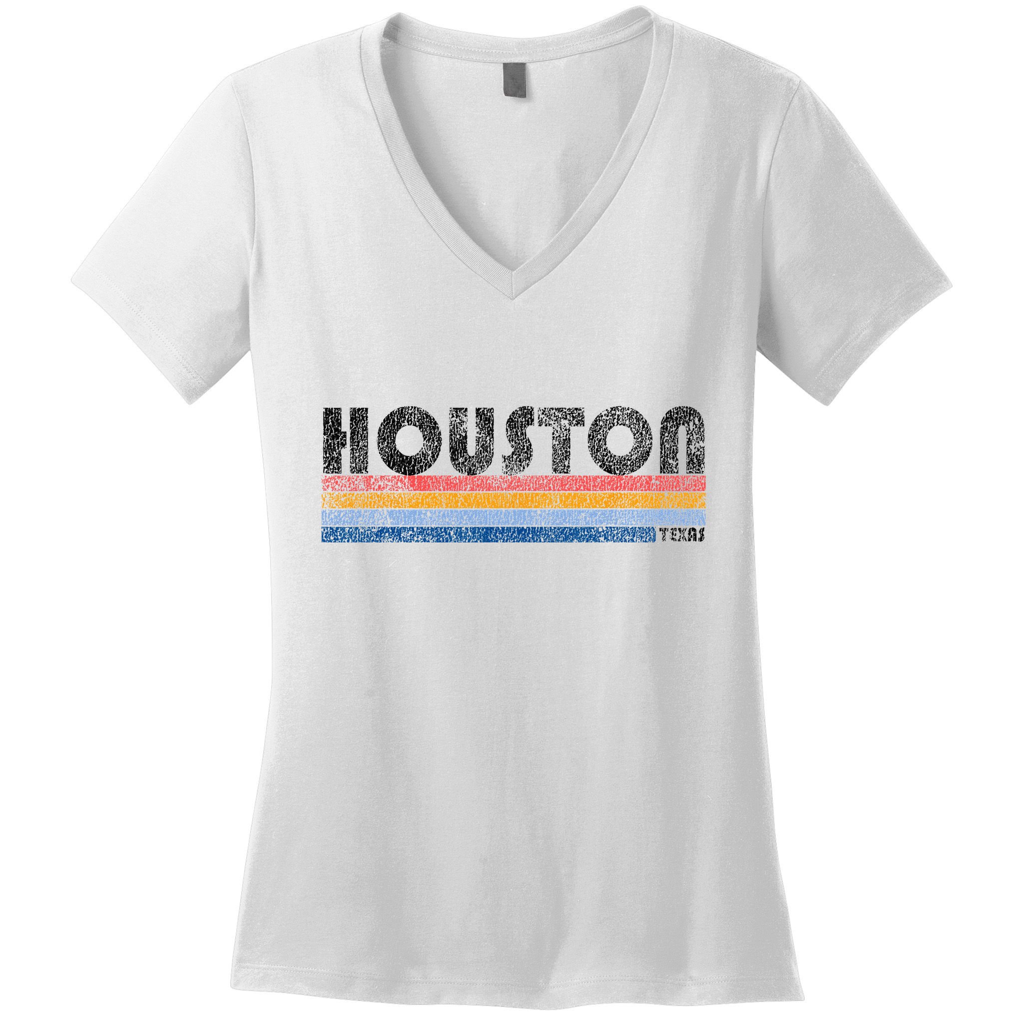 Vintage 1980s Style Houston Texas Women's V-Neck T-Shirt