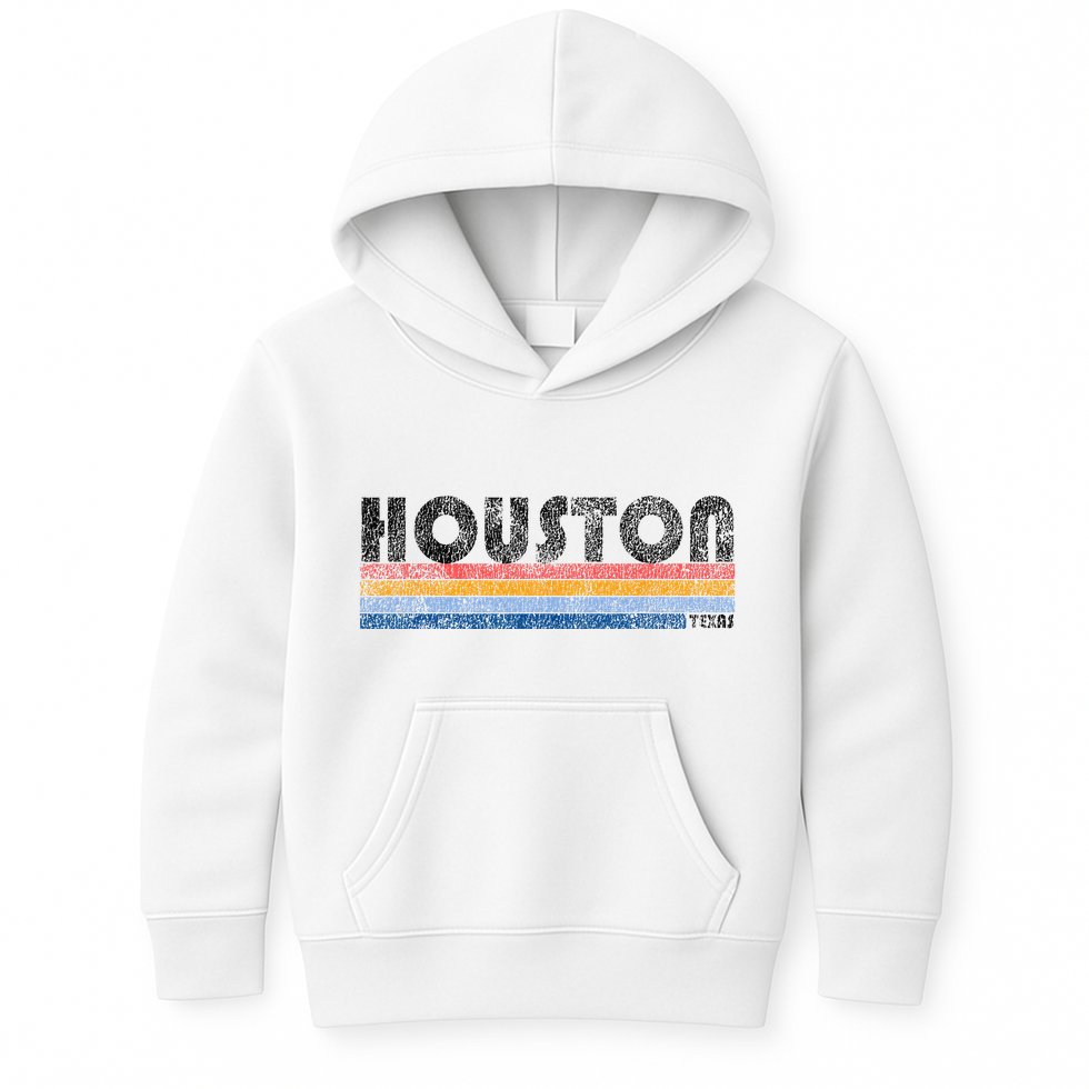 Vintage 1980s Style Houston Texas Kids Hoodie