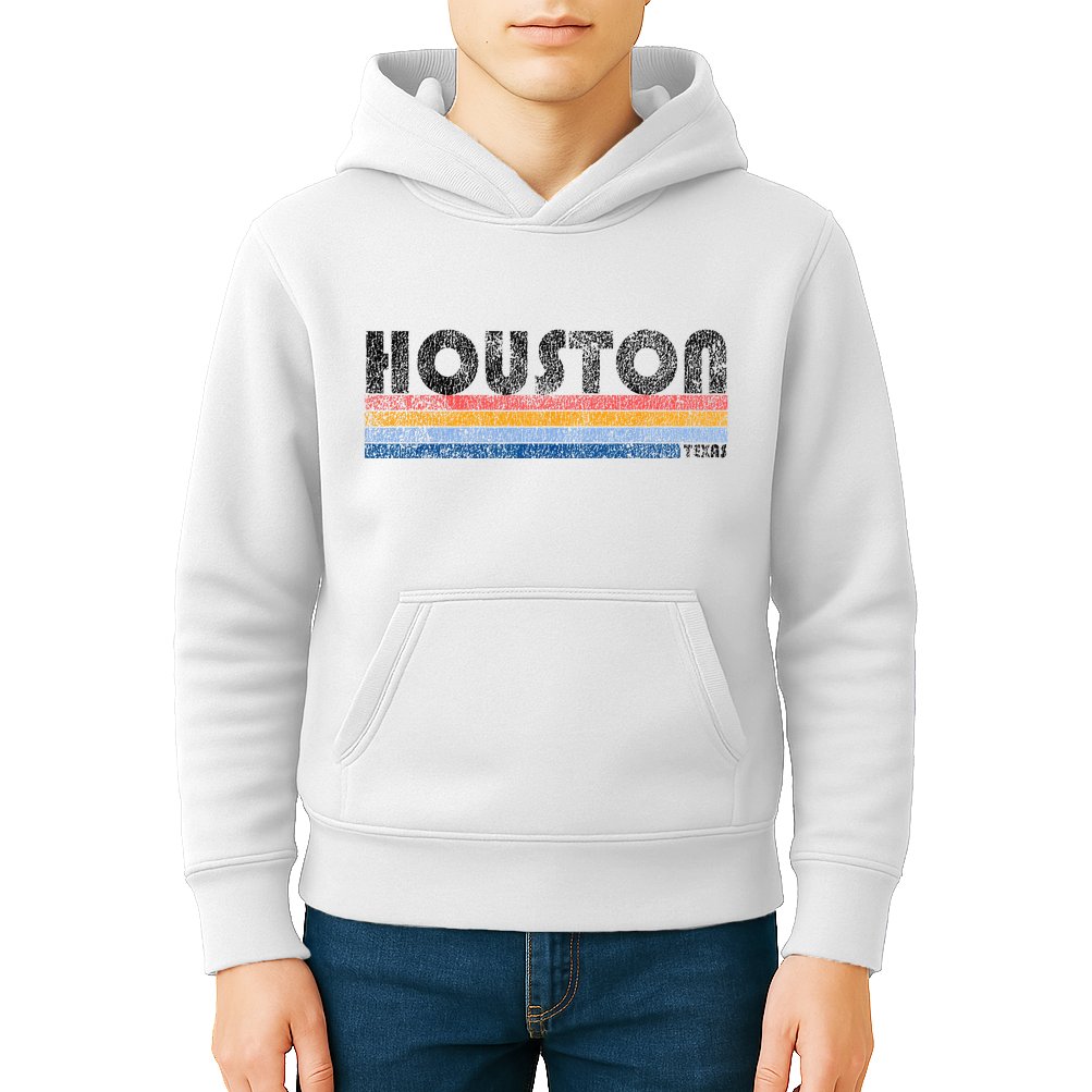 Vintage 1980s Style Houston Texas Kids Hoodie