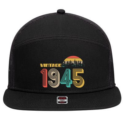 Vintage 1945 Sun Wilderness 80th Birthday 7 Panel Mesh Trucker Snapback Hat
