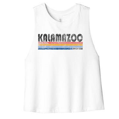 Vintage 1980s Style Kalamazoo Michigan Women's Racerback Cropped Tank