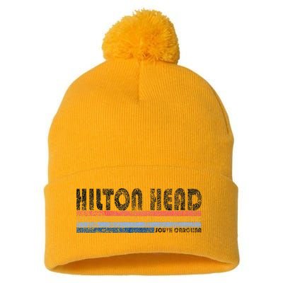 Vintage 1980s Style Hilton Head South Carolina Pom Pom 12in Knit Beanie