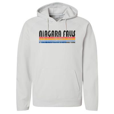 Vintage 1980s Style Niagara Falls Ny Performance Fleece Hoodie