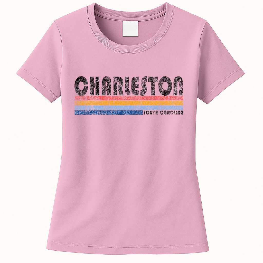 Vintage 1980s Style Charleston South Carolina Womens T-Shirt