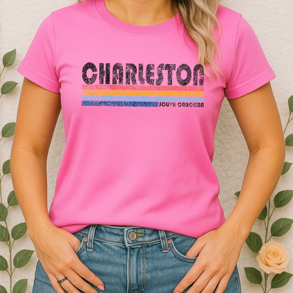 Vintage 1980s Style Charleston South Carolina Womens T-Shirt