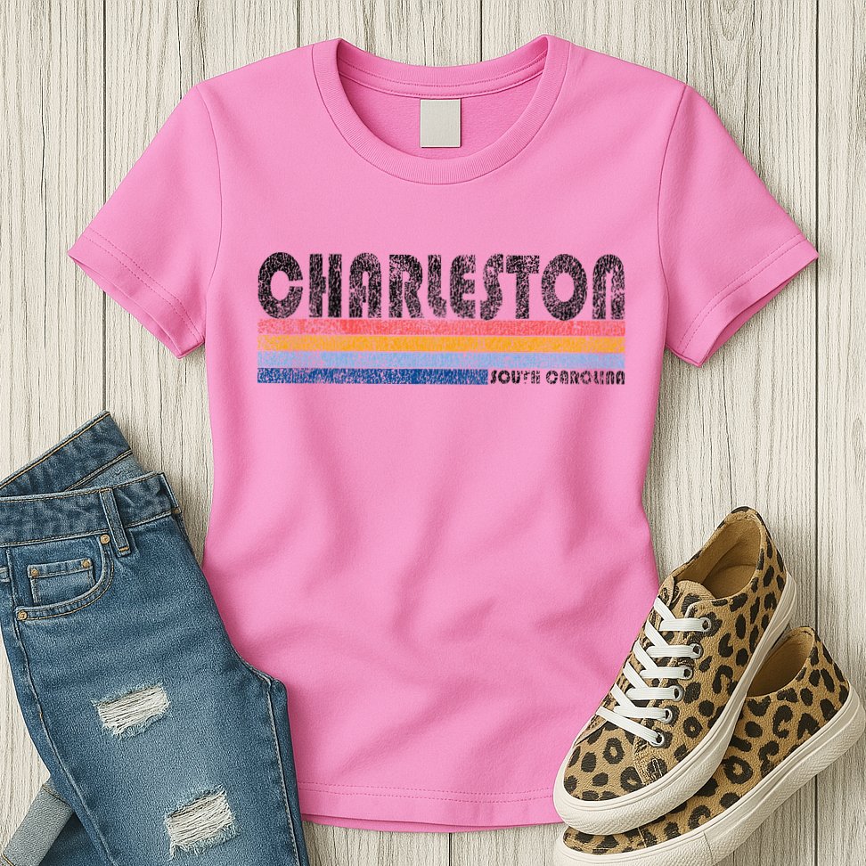 Vintage 1980s Style Charleston South Carolina Womens T-Shirt