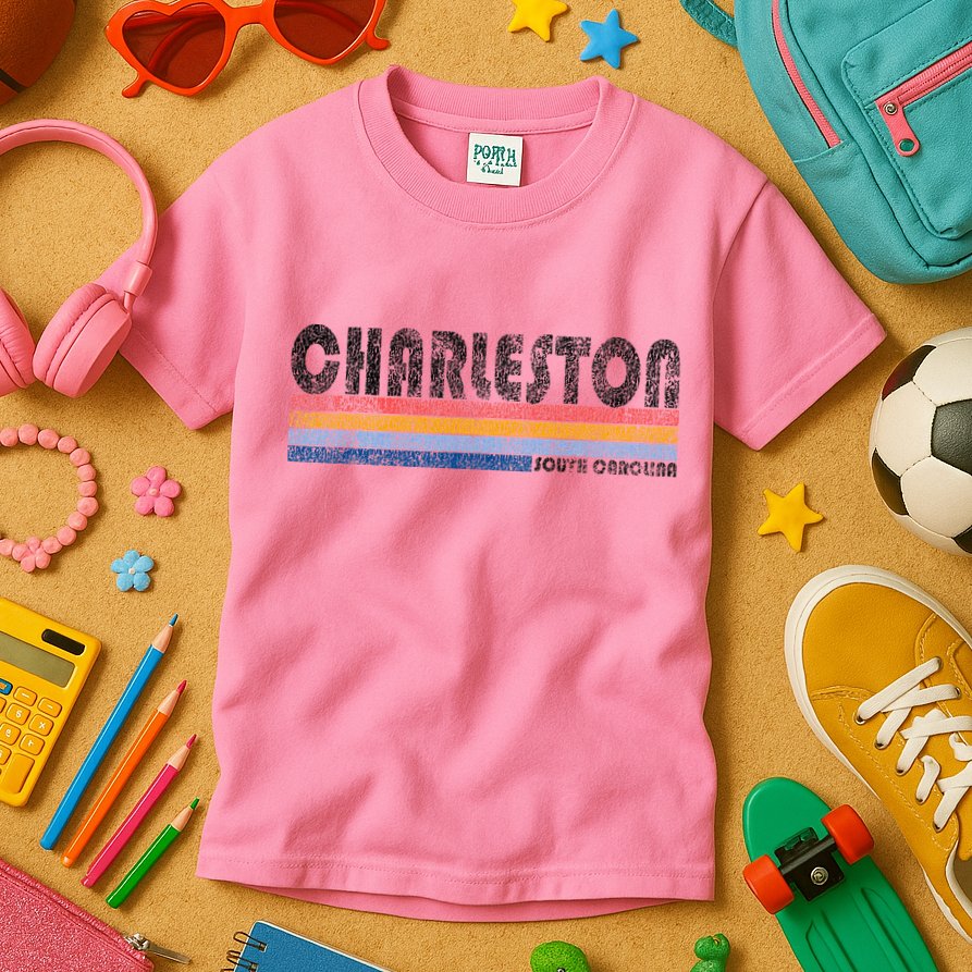 Vintage 1980s Style Charleston South Carolina Kids T-Shirt