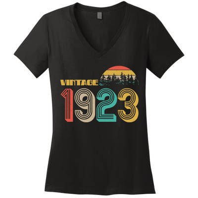 Vintage 1923 Sun Wilderness 100th Birthday Women's V-Neck T-Shirt