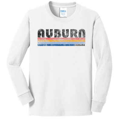 Vintage 1980s Style Auburn Alabama Kids Long Sleeve Shirt