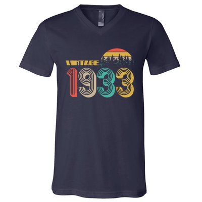 Vintage 1933 Sun Wilderness 90th Birthday V-Neck T-Shirt