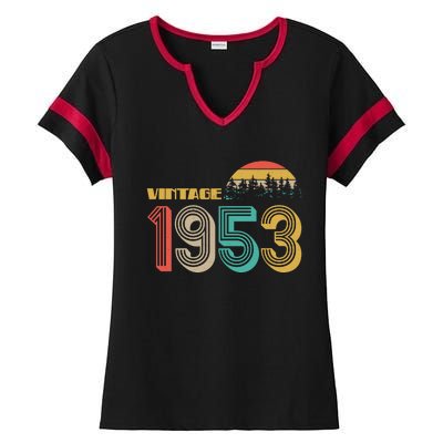 Vintage 1953 Sun Wilderness 70th Birthday Ladies Halftime Notch Neck Tee